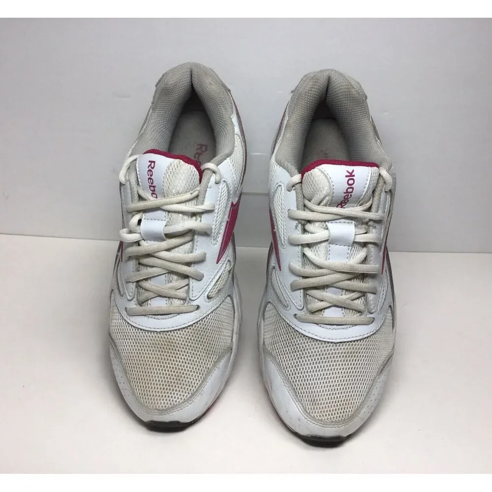 Reebok Double Hall Running Shoes Womens Size‎ 8.5 Walking White Pink Sneakers
